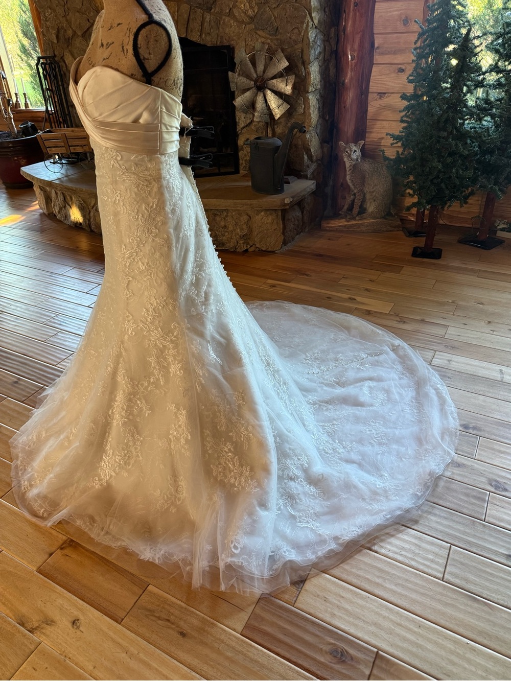Strapless Lace A-Line Wedding Dress in Ivory - Designer Style - Picture 3 of 8